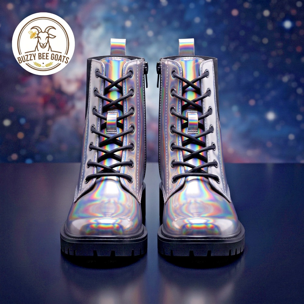 Brash Jet Fashion Iridescent Lug Combat Boots Size Girls Contemporary Style sz 4